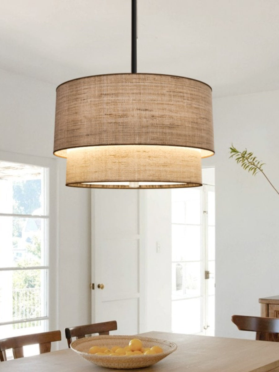 Double Fabric Drum Pendant Lamp