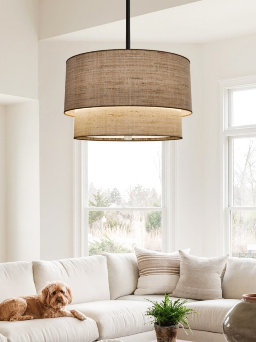 Double Fabric Drum Pendant Lamp