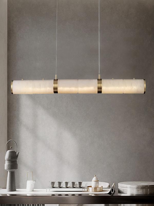 Postmodern Light Luxury Long Strip Pollit Alabaster Chandelier