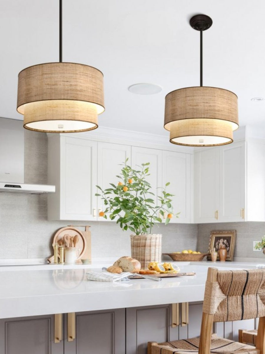 Double Fabric Drum Pendant Lamp