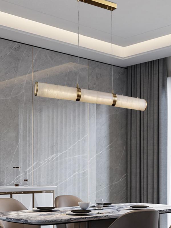 Postmodern Light Luxury Long Strip Pollit Alabaster Chandelier