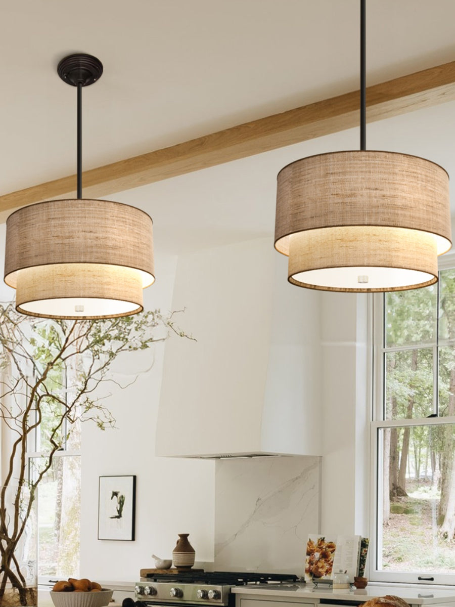 Double Fabric Drum Pendant Lamp