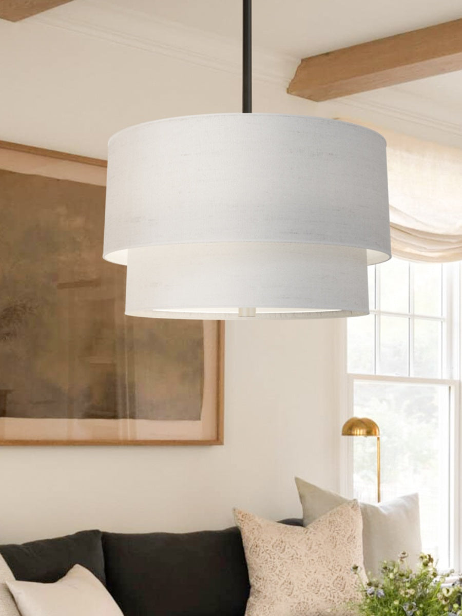 Double Fabric Drum Pendant Lamp