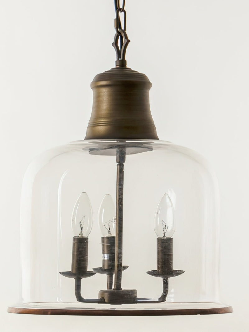 American Vintage Aged Clear Bell Glass Pendant Light