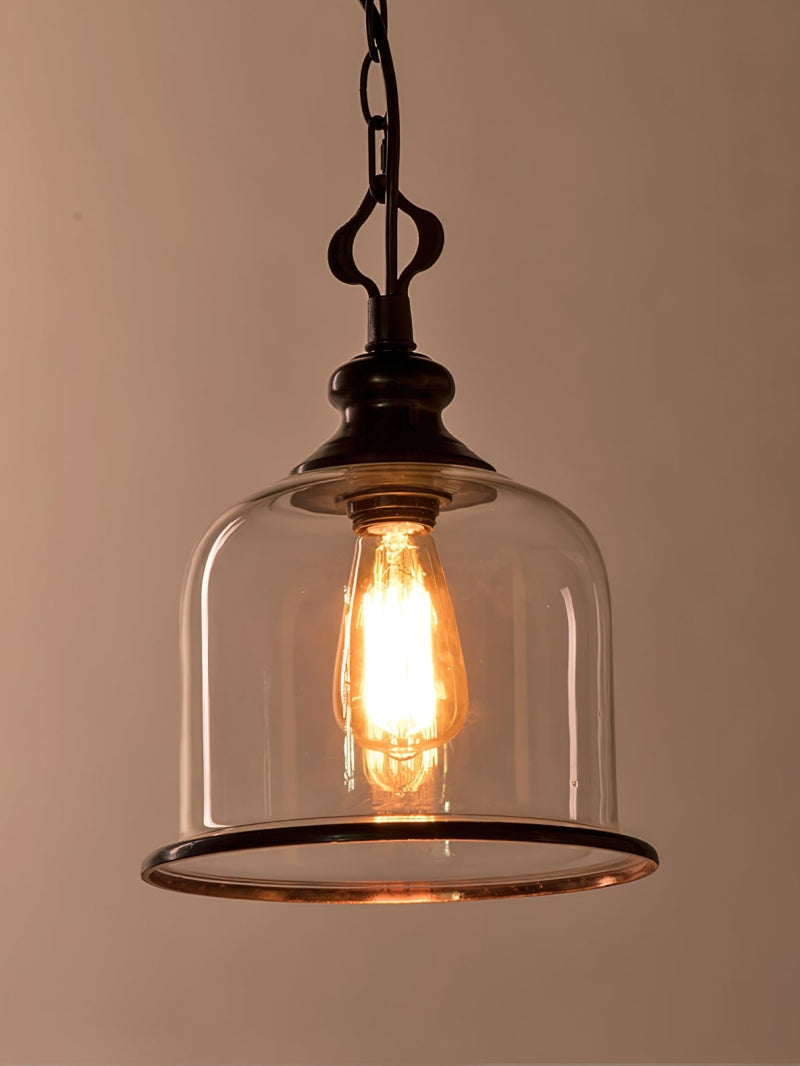 American Vintage Aged Clear Bell Glass Pendant Light