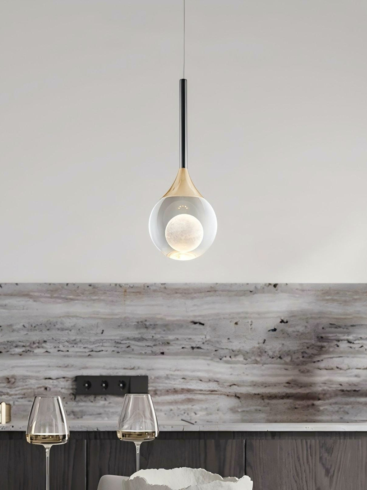 Moon Clear Glass Ball Pendant Light