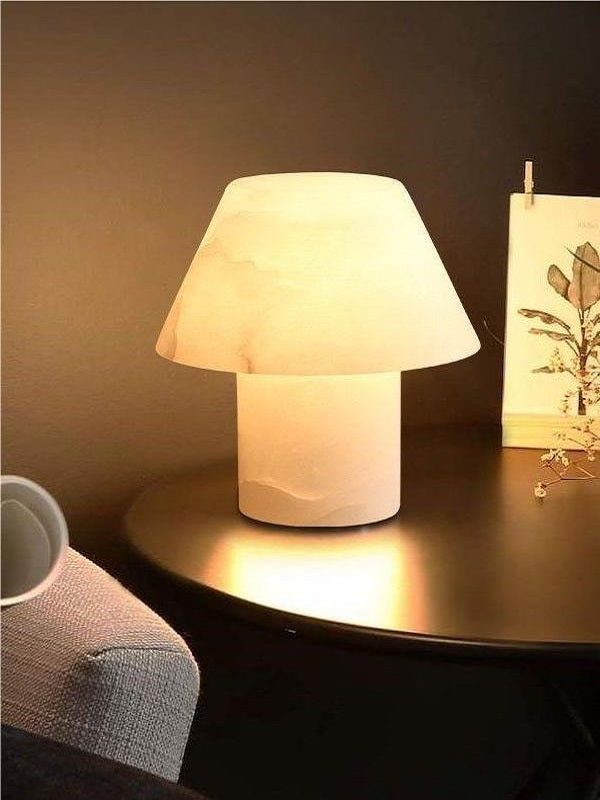 Delicate Stylish Mushroom Fitz Alabaster Table Lamp