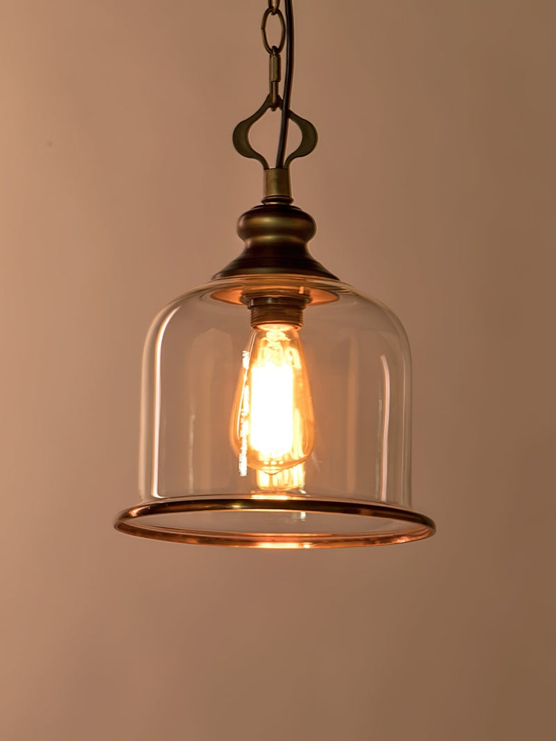 American Vintage Aged Clear Bell Glass Pendant Light