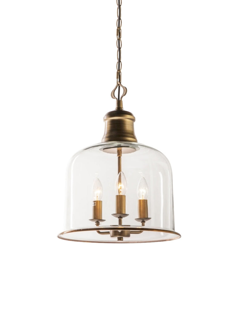 American Vintage Aged Clear Bell Glass Pendant Light