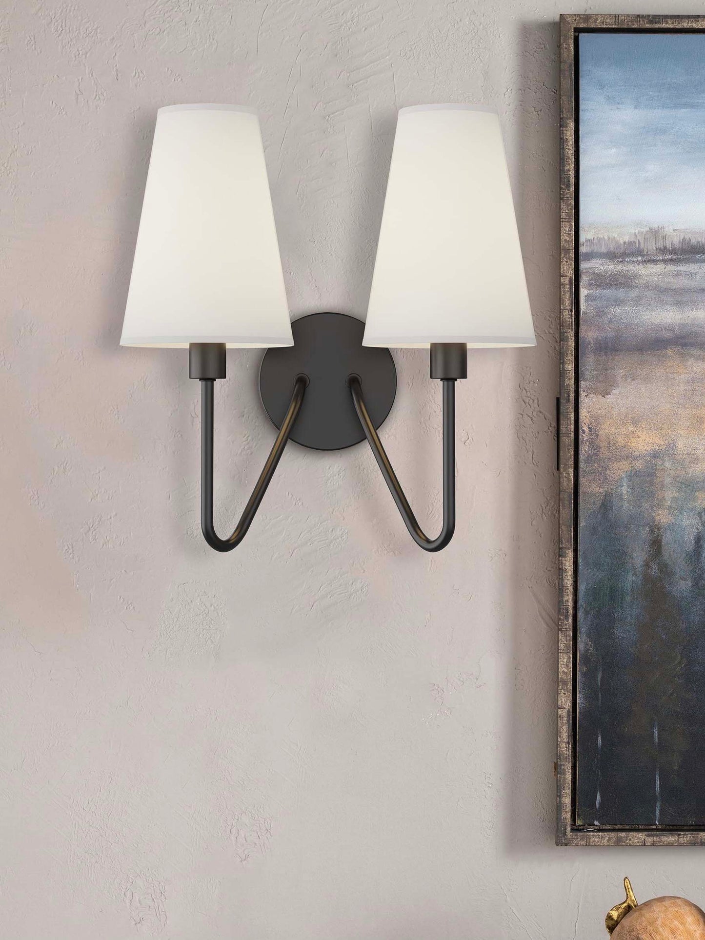 American Iron Fabric Shade Wall Sconce