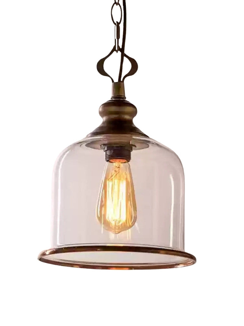 American Vintage Aged Clear Bell Glass Pendant Light