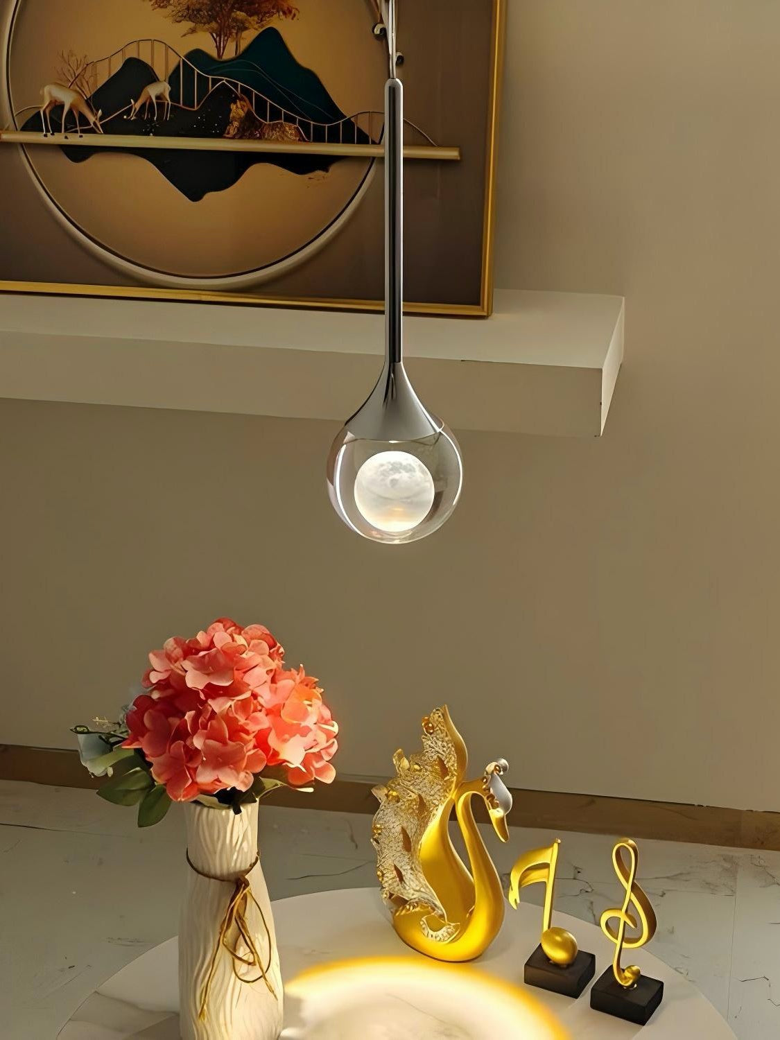 Moon Clear Glass Ball Pendant Light