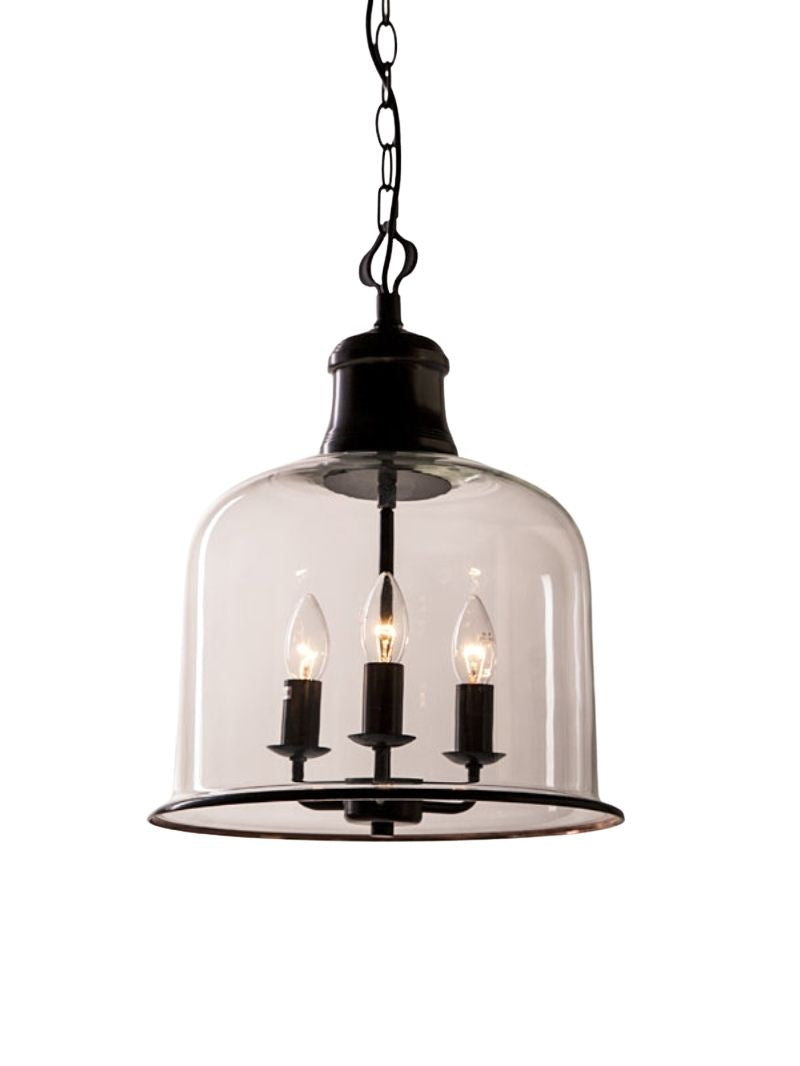 American Vintage Aged Clear Bell Glass Pendant Light