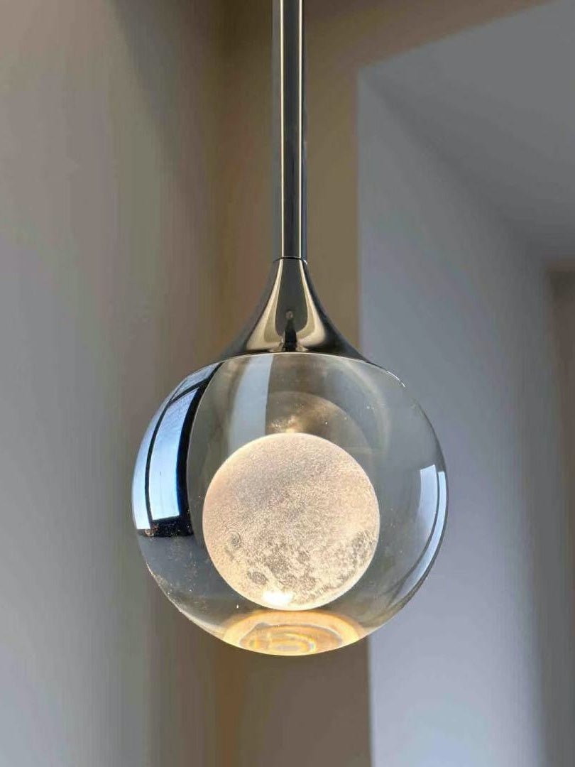 Moon Clear Glass Ball Pendant Light