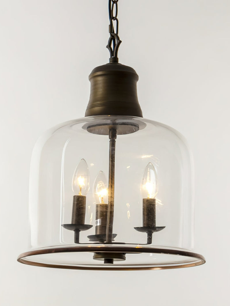 American Vintage Aged Clear Bell Glass Pendant Light