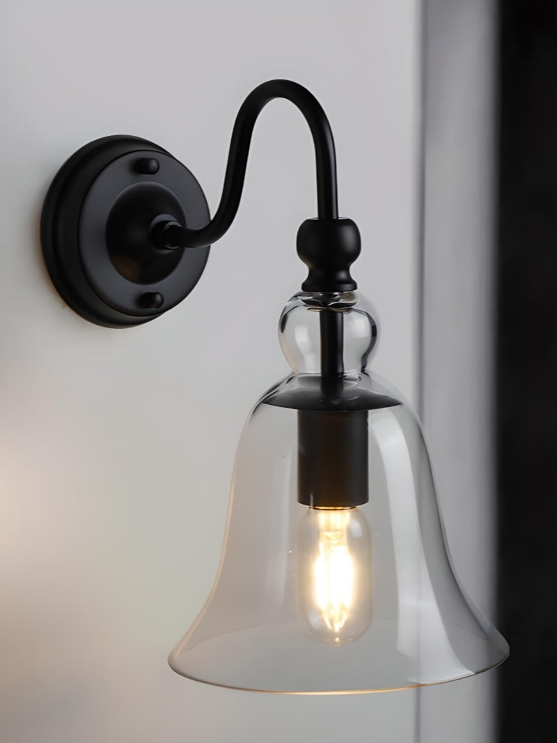 Modern Industrial Style Clock Clear Glass Wall Sconce