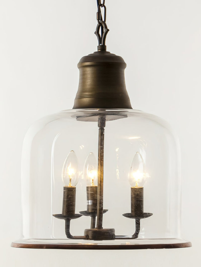 American Vintage Aged Clear Bell Glass Pendant Light