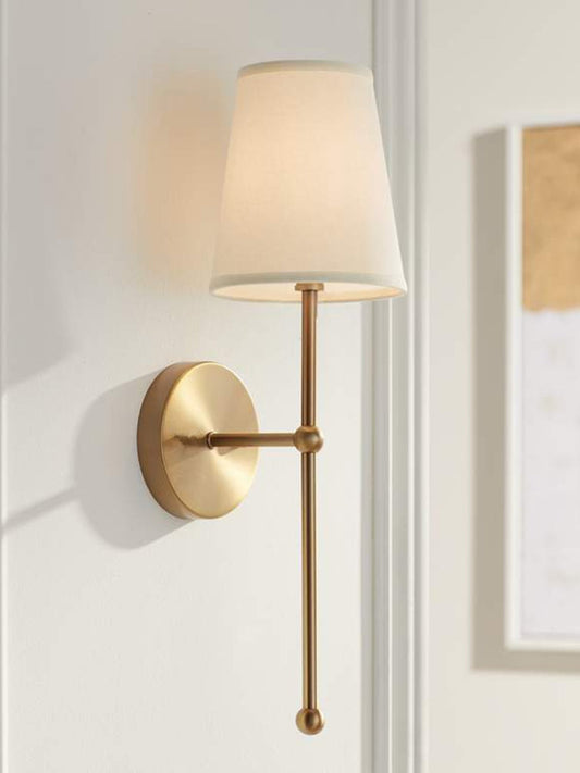 Nordic Rustic Brass Fabric Wall Lamp