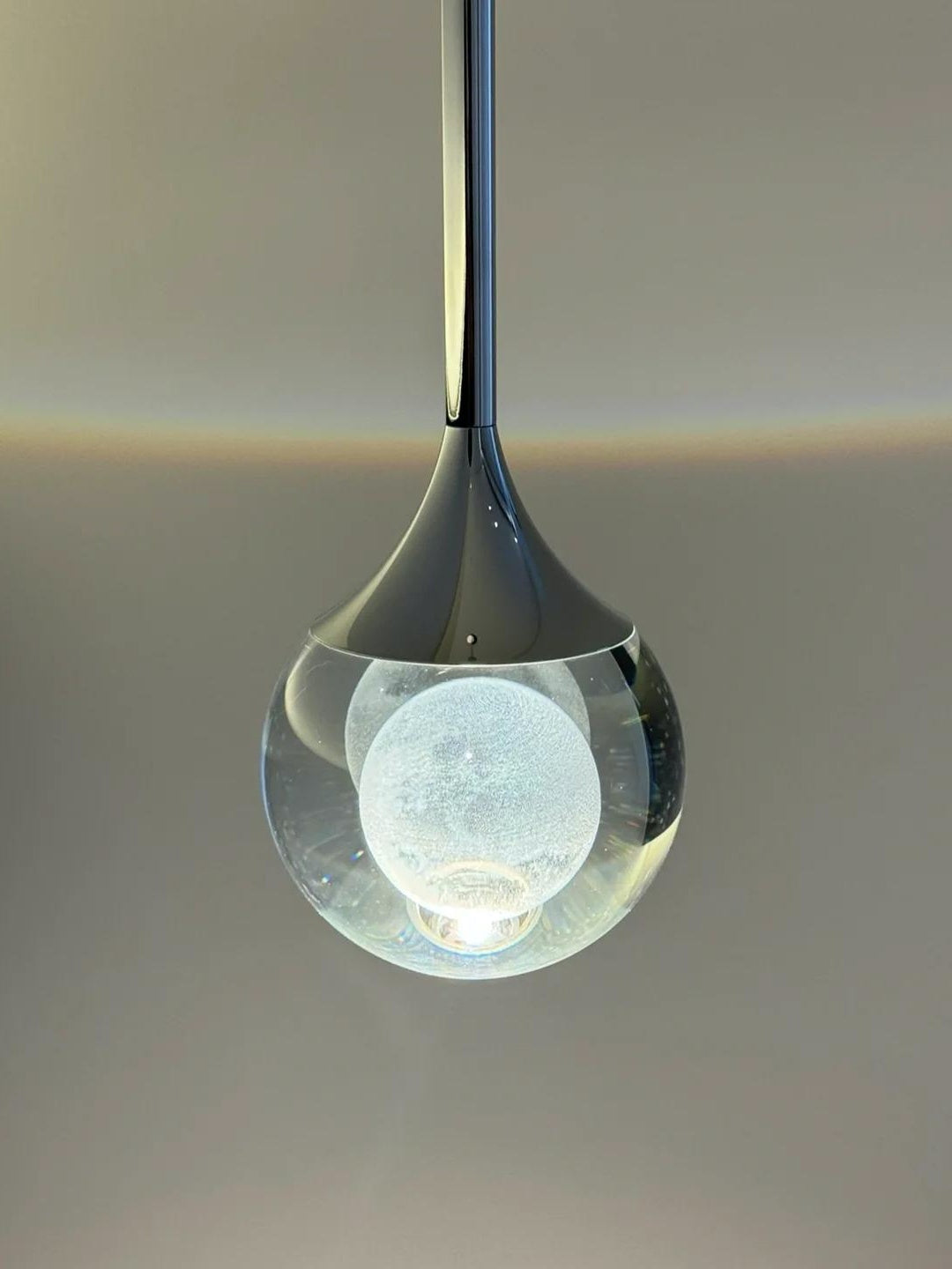 Moon Clear Glass Ball Pendant Light