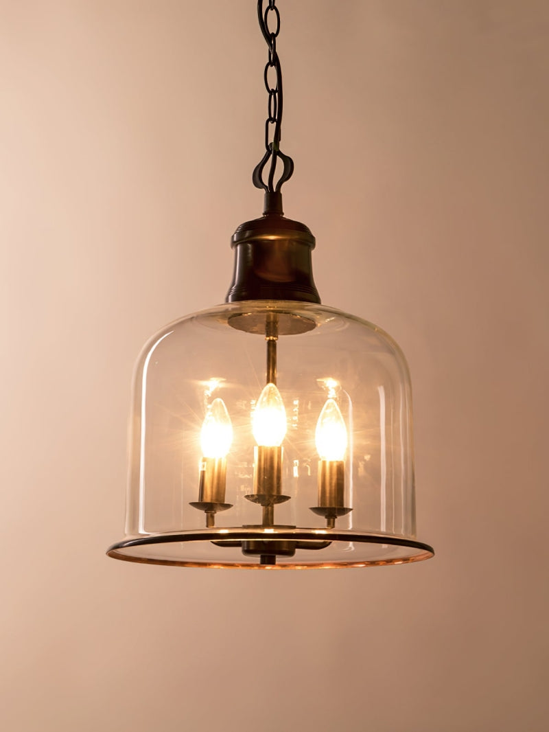 American Vintage Aged Clear Bell Glass Pendant Light