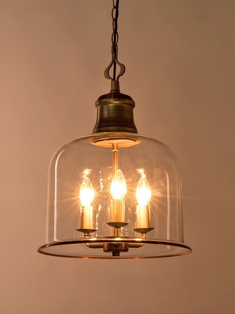 American Vintage Aged Clear Bell Glass Pendant Light