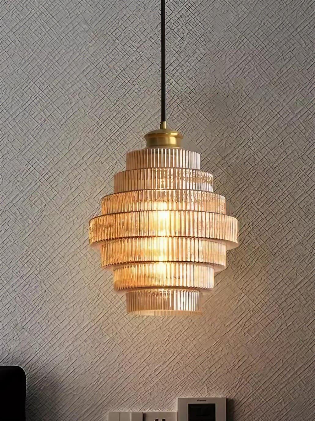 Antique Stripped Bottle Shade Glass Pendant Light