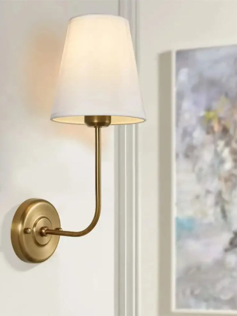 American Industrial Style Vintage Brass Fabric Wall Sconce