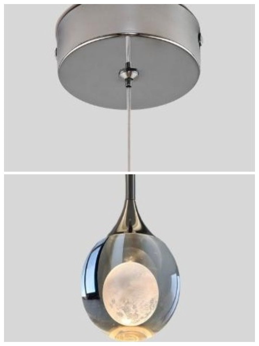 Moon Clear Glass Ball Pendant Light