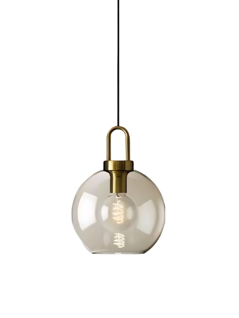 Modern Brass Cognac Glass Single Pendant Light