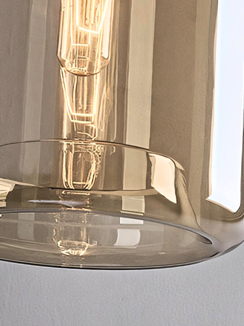 Modern Brass Cognac Glass Single Pendant Light