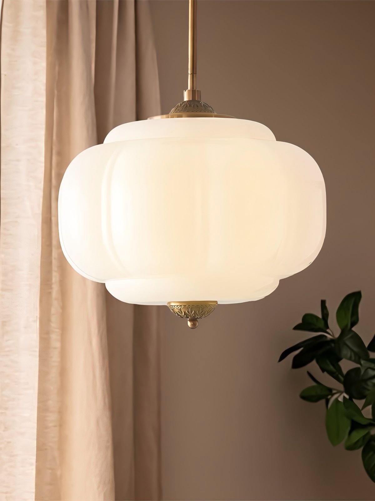 Pumpkin Vintage Glass Semi-Flush Mount Pendant Light