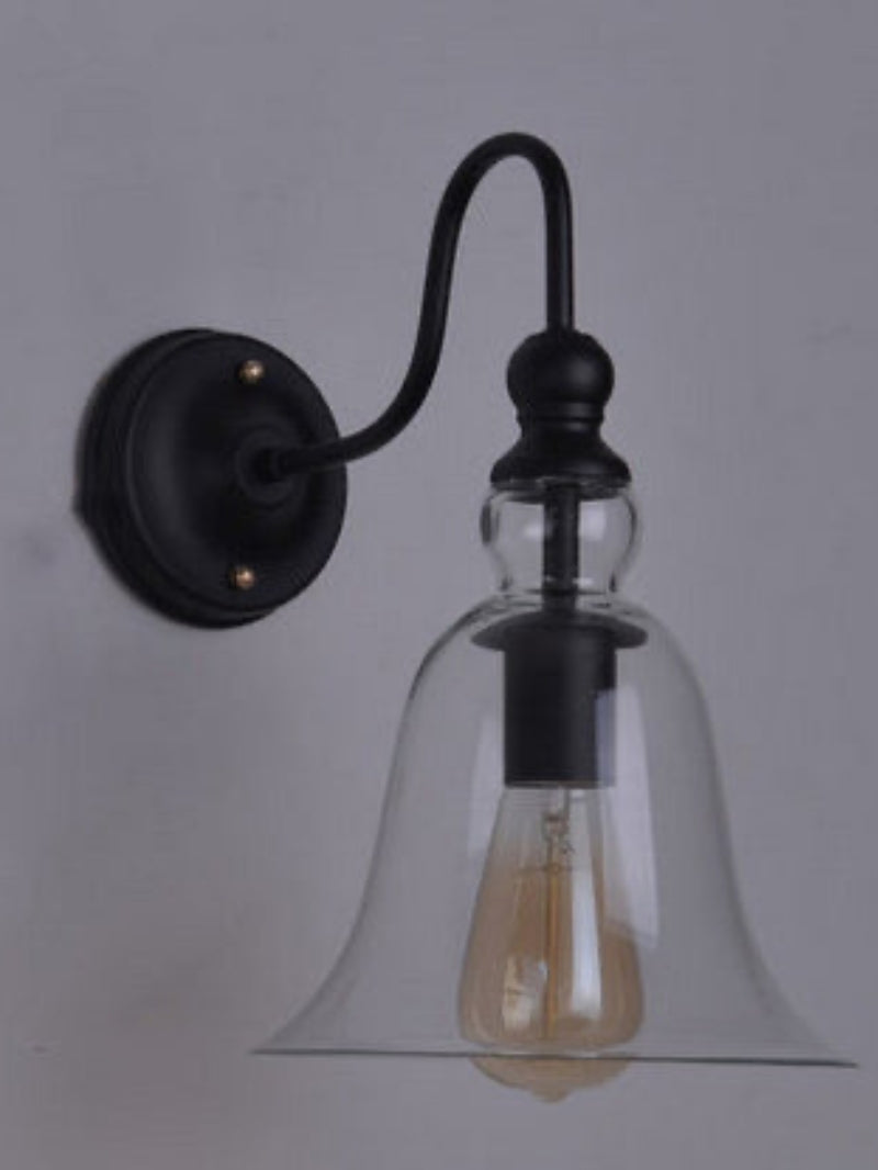 Modern Industrial Style Clock Clear Glass Wall Sconce