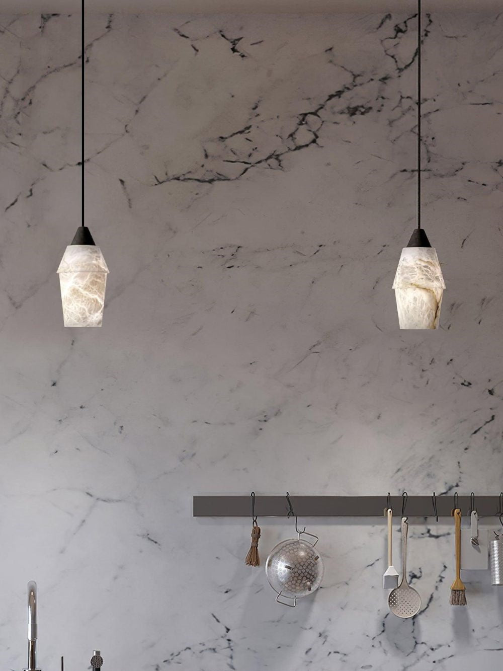 Elegant Natural Marble Pendant Light for Bedroom